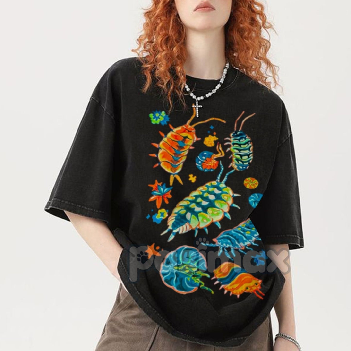 Colorful Insects Unisex Vintage Washed Shirt – Full-Color Graphic Tee, For Men & Women-Pasimax