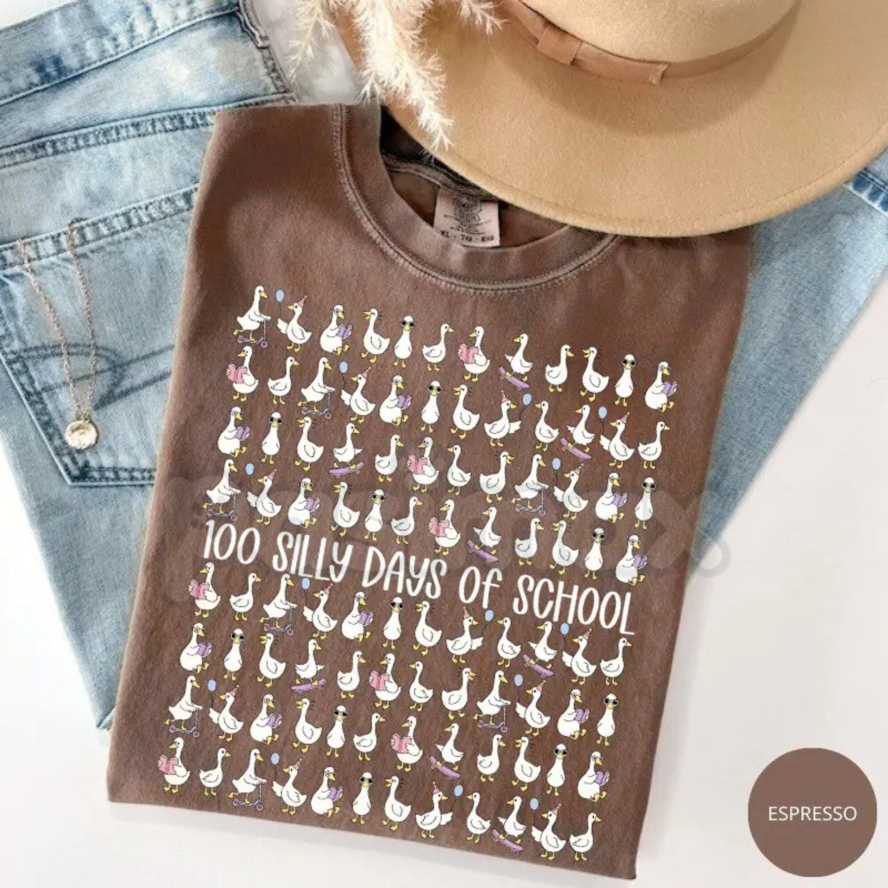 Comfort Colors® 100 Days of Herding Silly Geese T-Shirt – Funny Teacher 100th Day Celebration Tee, Official Goose Wrangler Shirt, Vintage Educator Graphic Top-Pasimax