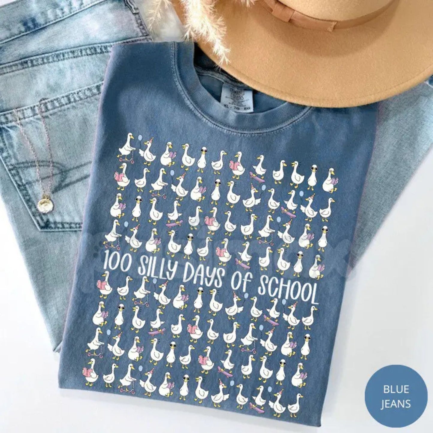 Comfort Colors® 100 Days of Herding Silly Geese T-Shirt – Funny Teacher 100th Day Celebration Tee, Official Goose Wrangler Shirt, Vintage Educator Graphic Top-Pasimax