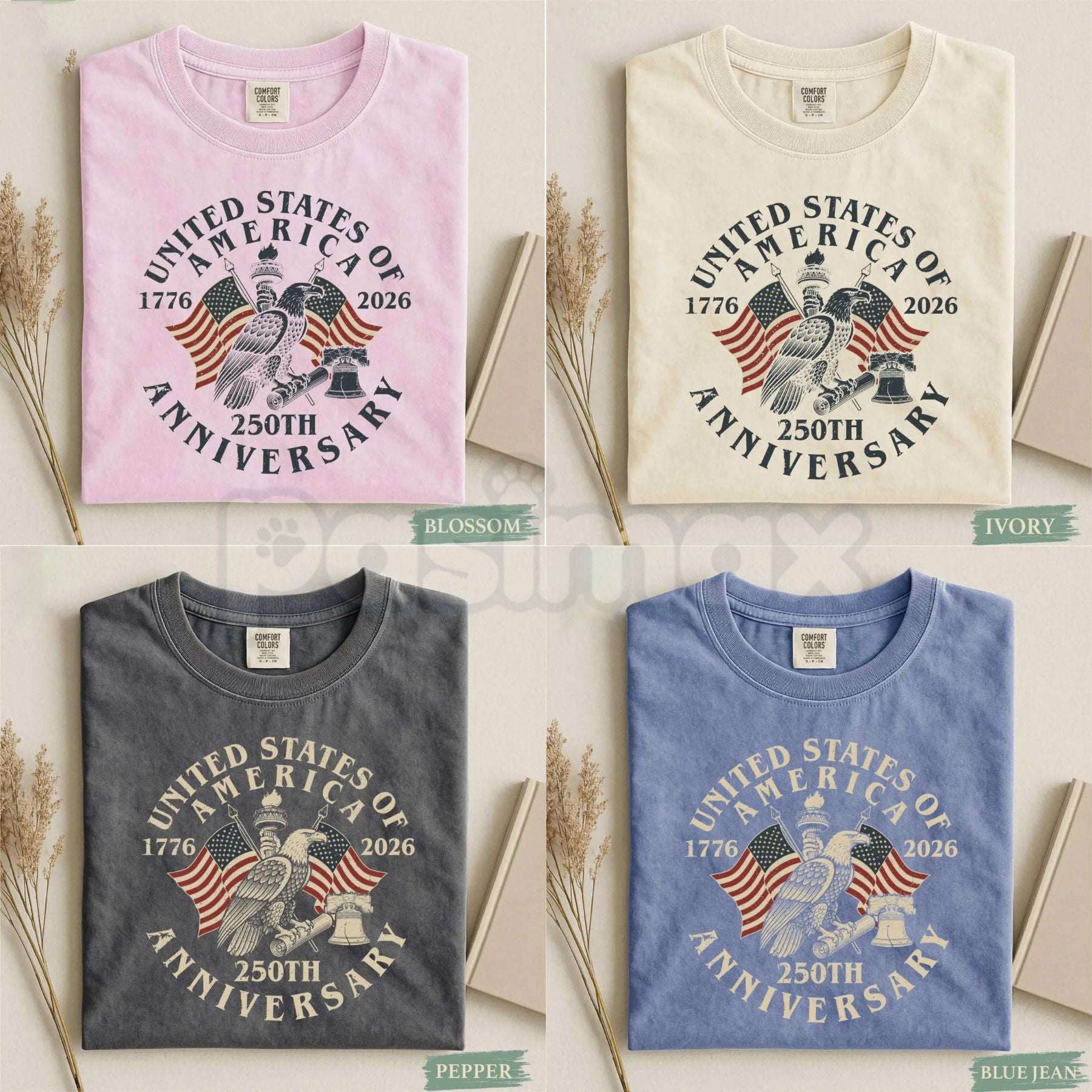 Comfort Colors® 1776–2026 Liberty Bell T-Shirt – USA 250th Anniversary Commemorative Tee, Retro Americana Heritage Shirt, Patriotic Semi-Quincentennial Gift-Pasimax