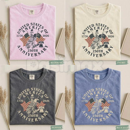 Comfort Colors® 1776–2026 Liberty Bell T-Shirt – USA 250th Anniversary Commemorative Tee, Retro Americana Heritage Shirt, Patriotic Semi-Quincentennial Gift-Pasimax