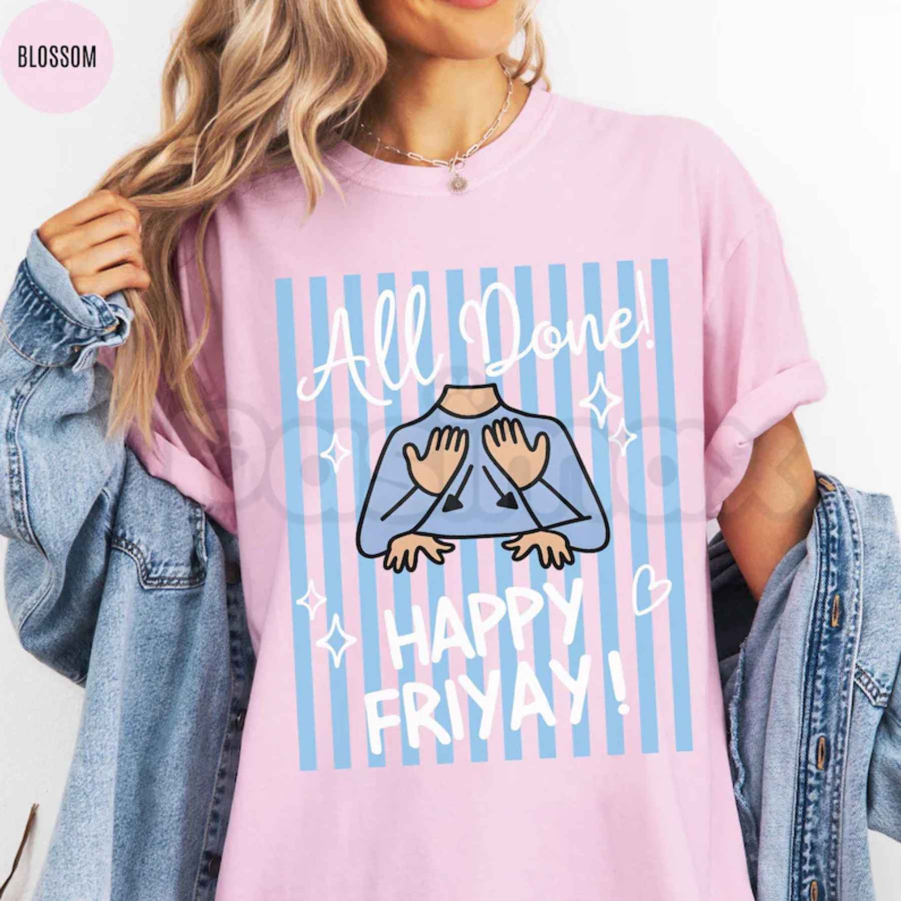 Comfort Colors® ASL Happy Friyay T-Shirt – Sign Language Graphic Tee, "All Done" Retro Deaf Awareness Unisex Top-Pasimax