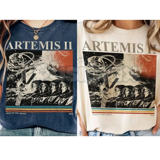 Comfort Colors® Artemis II "Around The Moon" T-Shirt – Vintage NASA Space Mission Tee, Retro Artemis 2 Graphic Shirt, Science & Astronomy Fan Gift-Pasimax