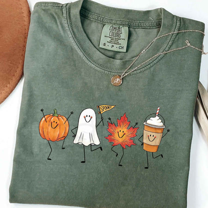 Comfort Colors® "Autumn Magic" Halloween T-Shirt – Retro Pumpkin, Ghost, & Pumpkin Spice Graphic Tee, Cozy Fall Seasonal Aesthetic Unisex Top-Pasimax
