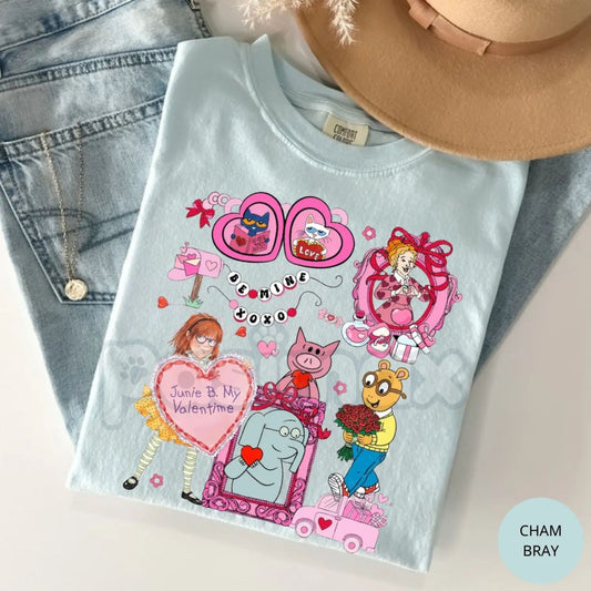 Comfort Colors® "Be Mine" Book Club Valentine T-Shirt – Retro Library Stack & Bow Tee, Aesthetic Kindergarten Teacher Shirt, Trendy XOXO Bookish Top-Pasimax