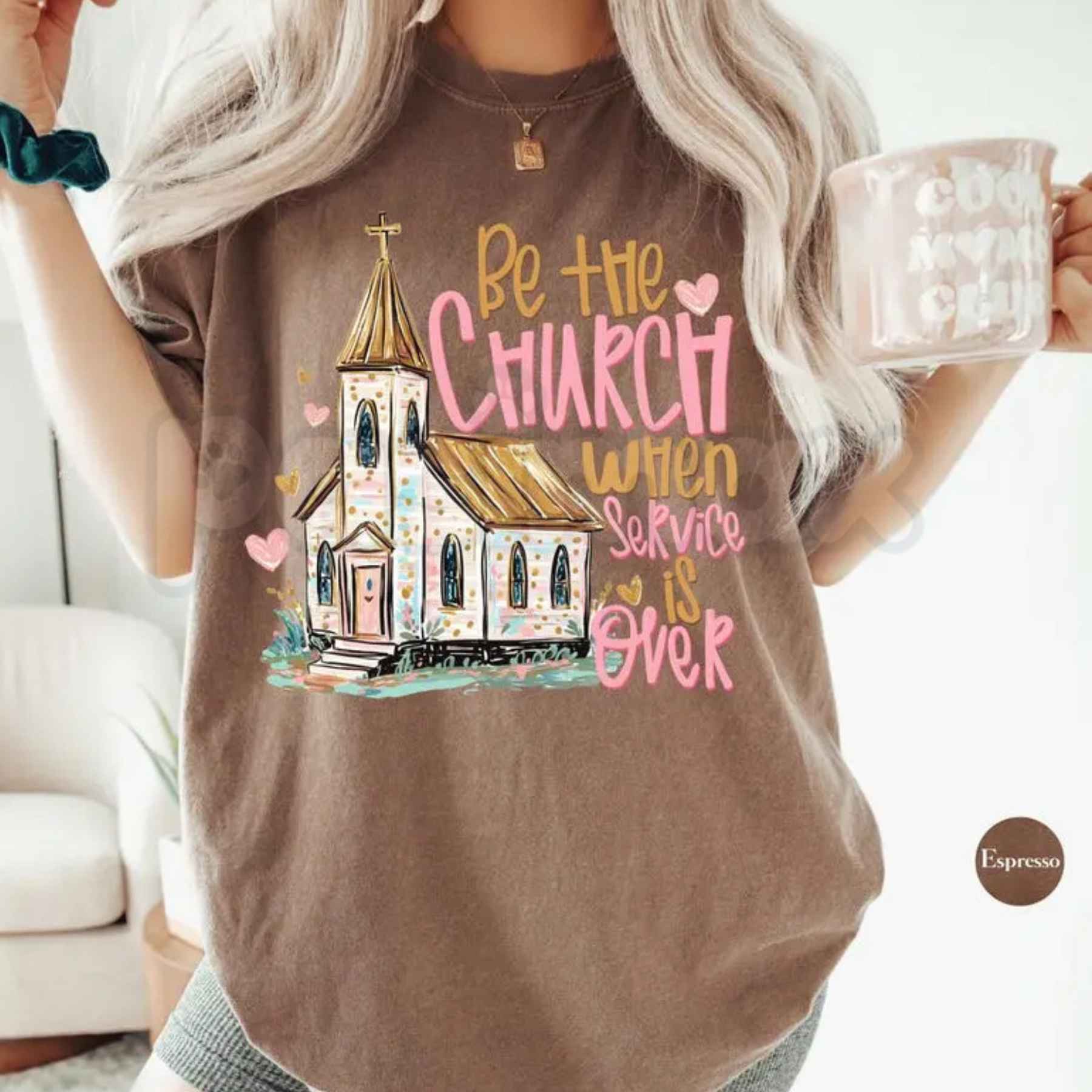 Comfort Colors® "Be The Church When Service Is Over" T-Shirt – Faith-Based Inspirational Graphic Tee, Retro Aesthetic Christian Unisex Top-Pasimax