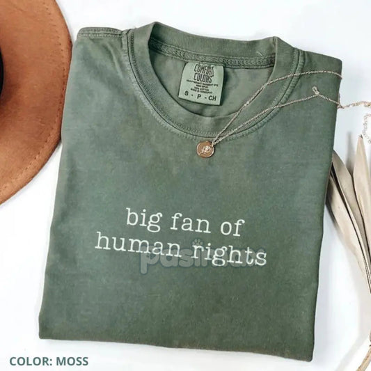 Comfort Colors® 'Big Fan of Human Rights' T-Shirt – Ironic Equality Statement Tee, Minimalist Social Justice Shirt, Essential Beliefs Top-Pasimax
