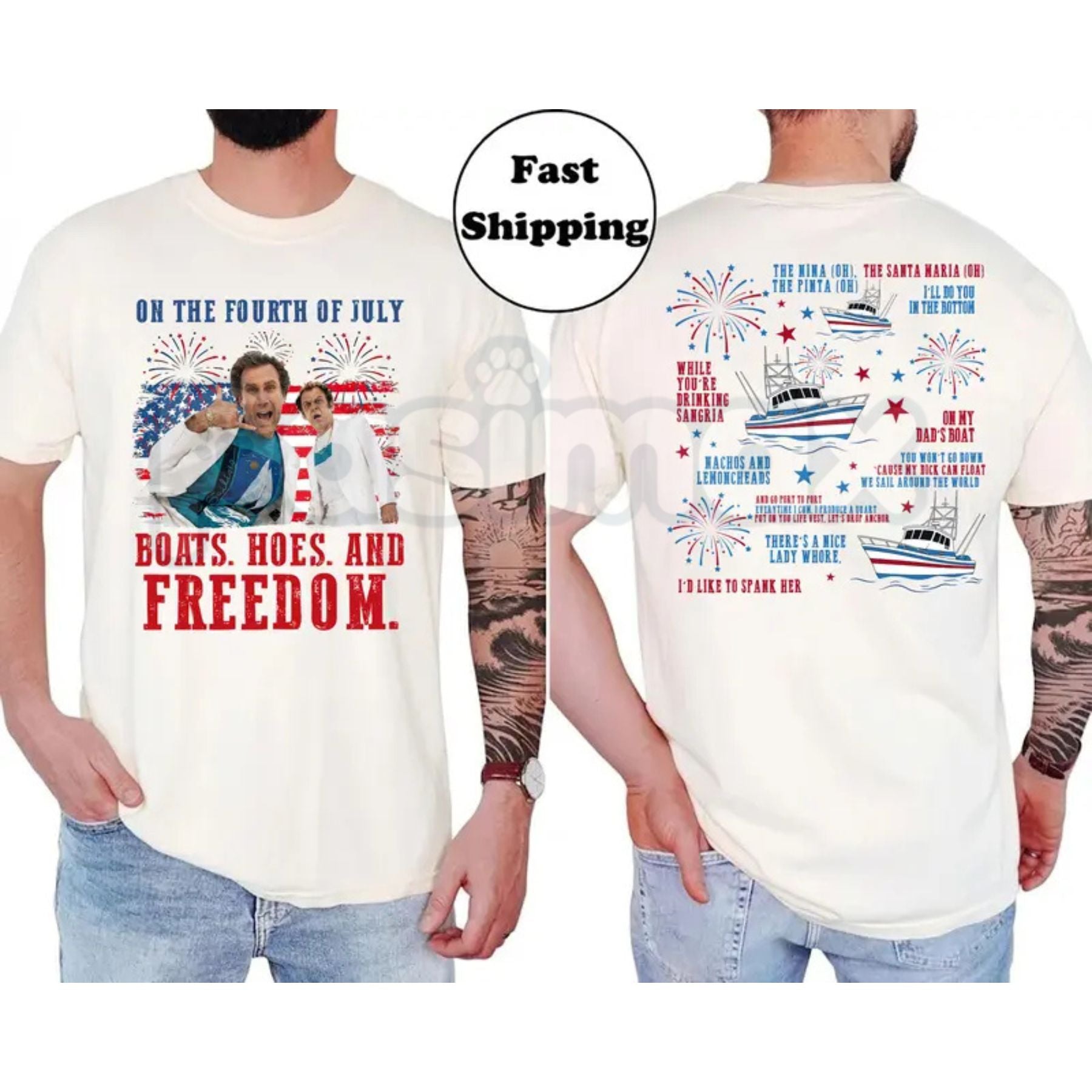 Boats Hoes And Freedom 4th of July Comfort Colors Tee – Pasimax