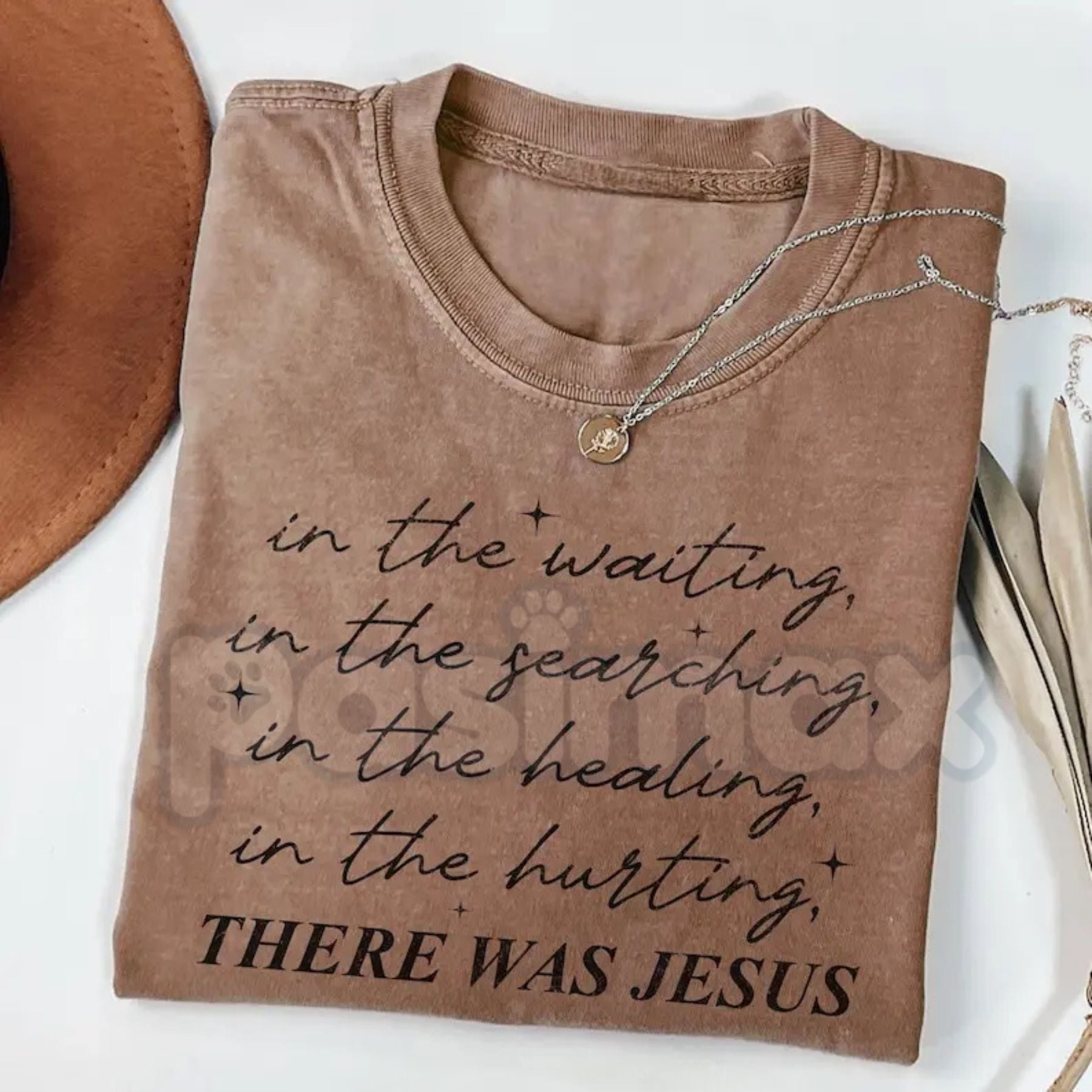 Comfort Colors® Boho 'There Was Jesus' T-Shirt – Christian Faith Graphic Tee, Religious Gift for Church Friends, Spiritual Aesthetic Apparel-Pasimax
