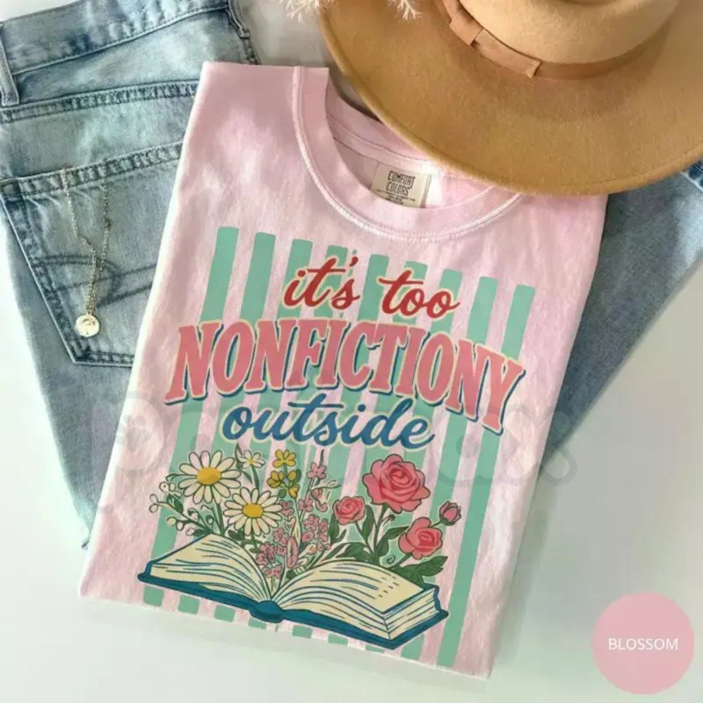 Comfort Colors® Booktrovert Floral T-Shirt – Funny Book Lover Graphic Tee, Aesthetic Fiction Reader Shirt, Vintage Botanical Bibliophile Gift-Pasimax