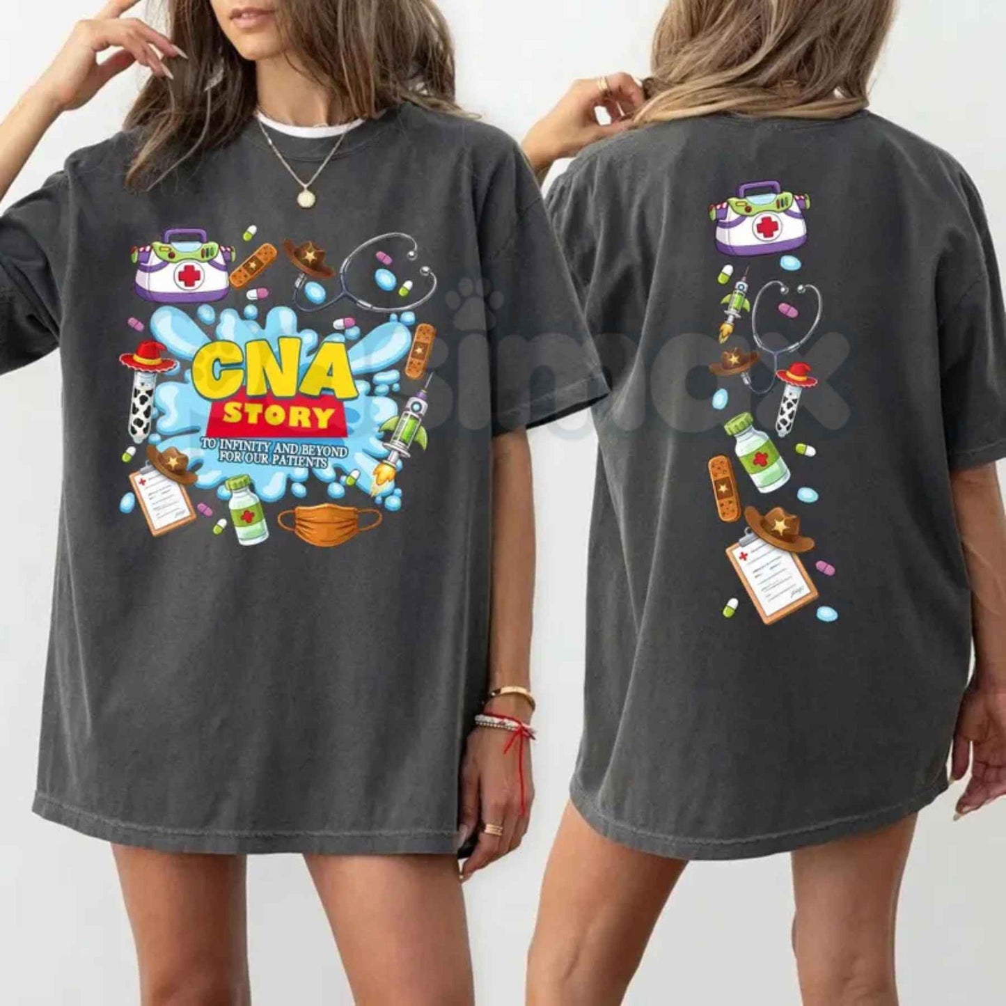 Comfort Colors® CNA Story T-Shirt – "To Infinity and Beyond" Pediatric CNA Graphic Tee, Retro Medical Professional Unisex Top-Pasimax