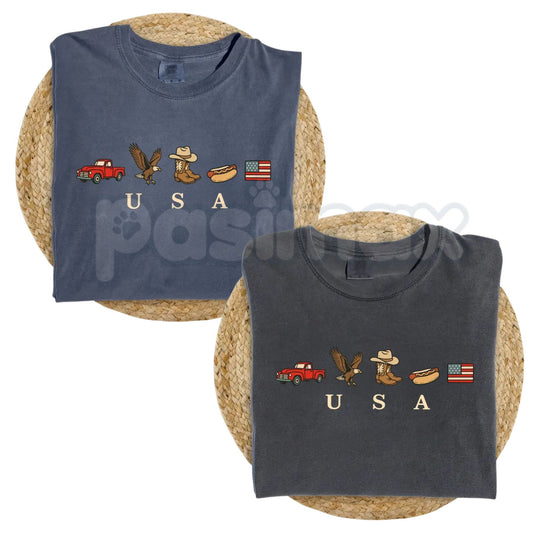 Comfort Colors® ChicCotton USA Icons T-Shirt – American Flag Graphic Tee, Vintage 4th of July Shirt, Retro Patriotic Aesthetic Summer Top-Pasimax