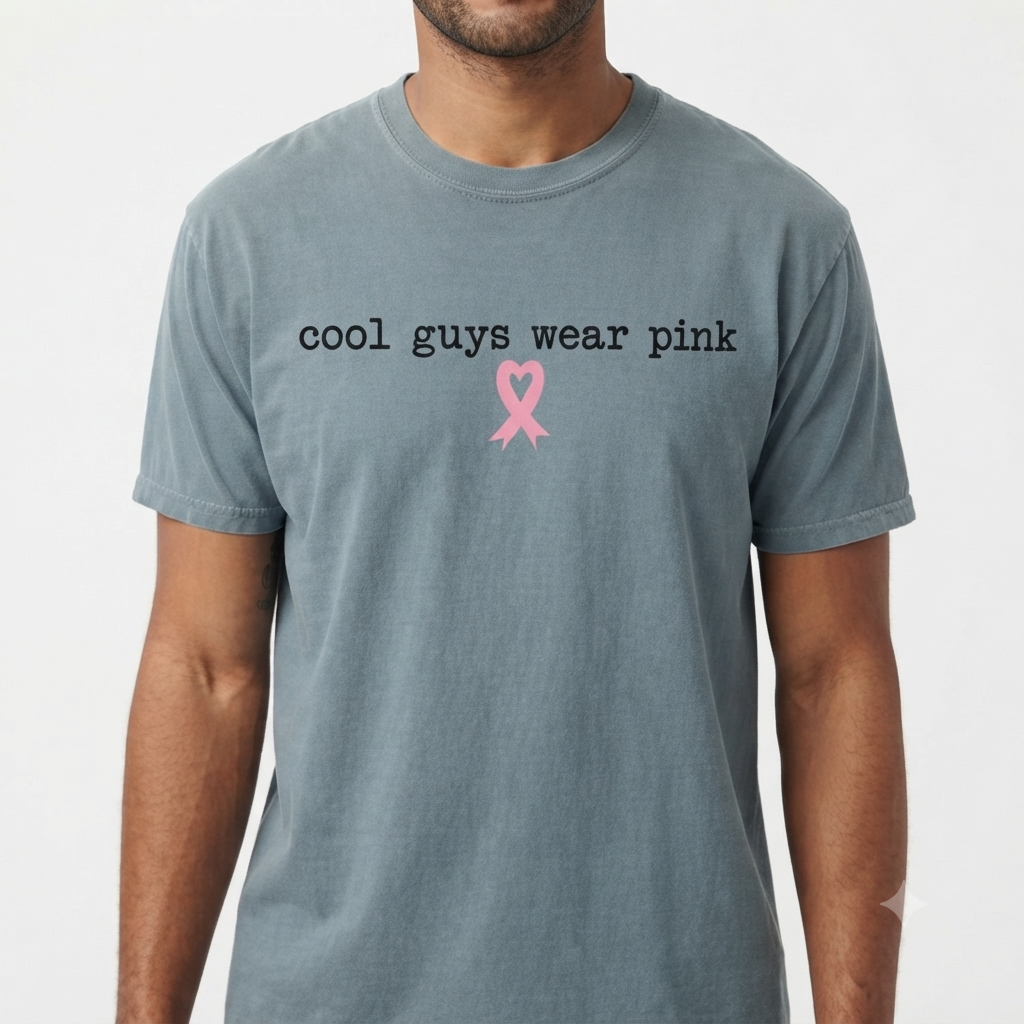 Comfort Colors® Cool Guys Wear Pink Breast Cancer Support T-Shirt – Cancer Support Squad Graphic Tee, Pink Ribbon Men's Unisex Top & Gift-Pasimax