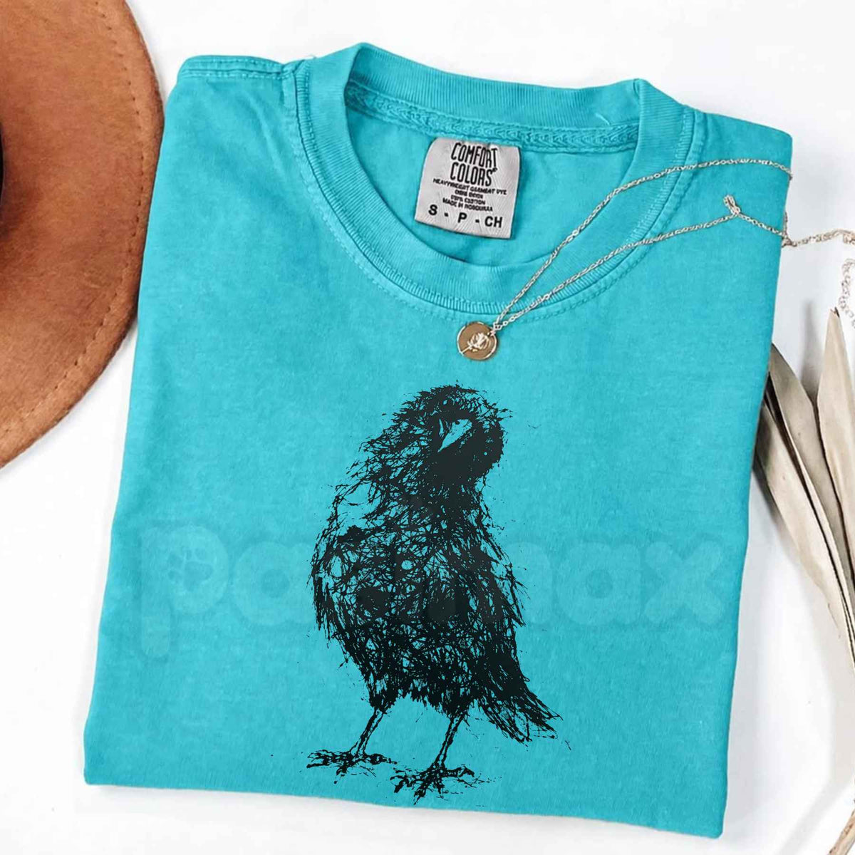 Comfort Colors® Crow Sketch T-Shirt – Gothic Raven Graphic Tee, Dark Academia Artistic Bird Unisex Top & Gift-Pasimax
