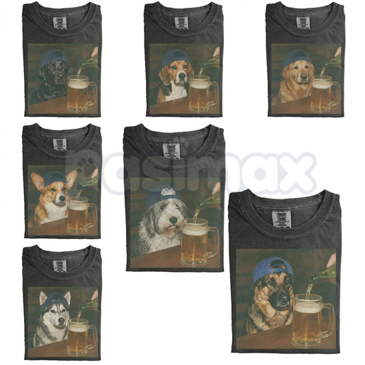 Comfort Colors® Custom Dog Breeds Beer T-Shirt – Vintage 90s Funny Edgy Dog Meme Tee, Aesthetic Brewery Lover Dog Dad Gift Shirt-Pasimax