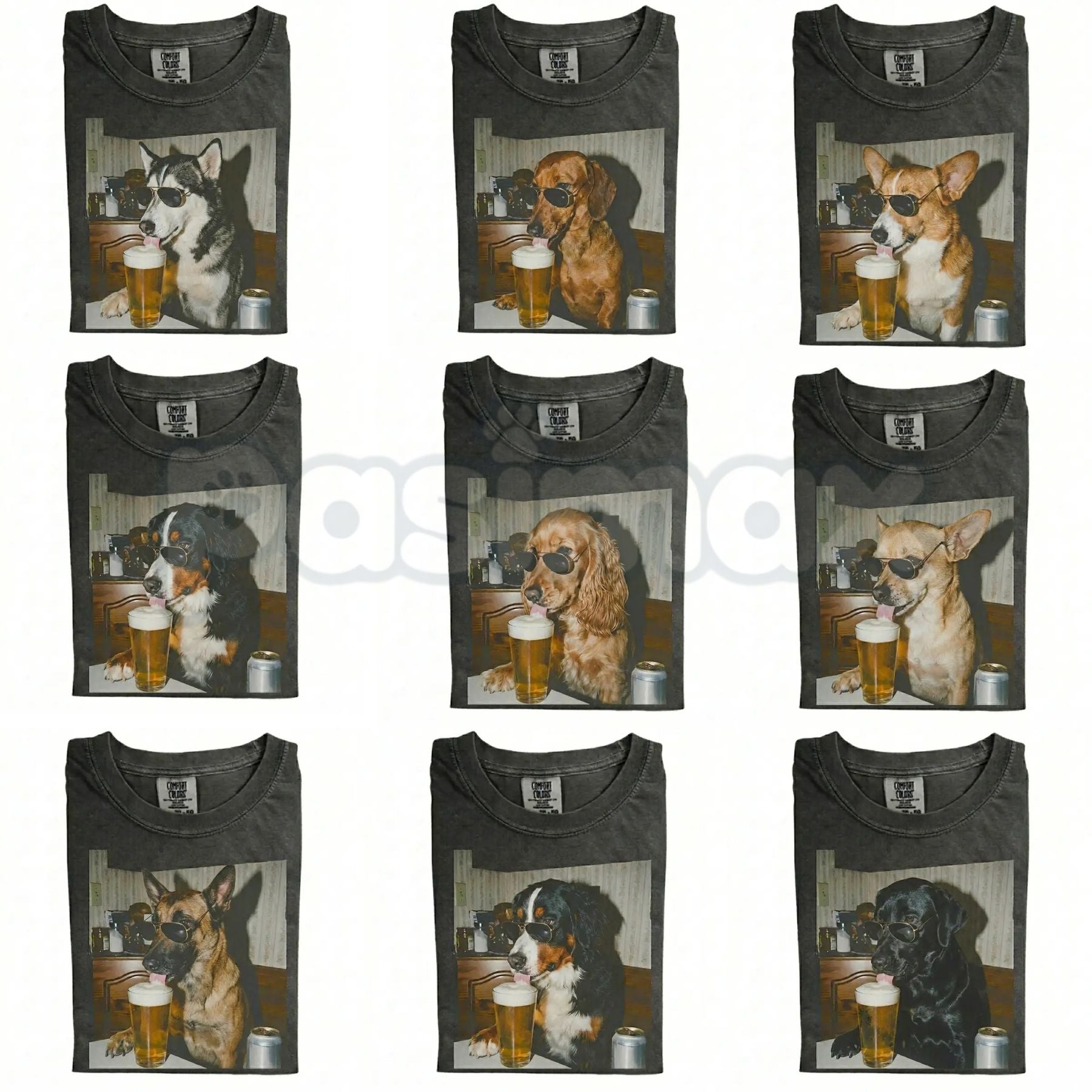 Comfort Colors® Custom Dog Breeds Drinking Beer T-Shirt – Vintage 90s Funny Edgy Dog Meme Tee, Aesthetic Retro Brewery Lover Dog Dad Gift Top-Pasimax