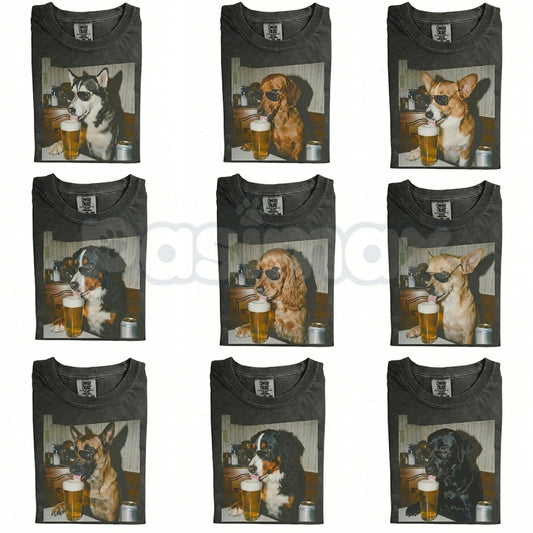 Comfort Colors® Custom Dog Breeds Drinking Beer T-Shirt – Vintage 90s Funny Edgy Dog Meme Tee, Aesthetic Retro Brewery Lover Dog Dad Gift Top-Pasimax