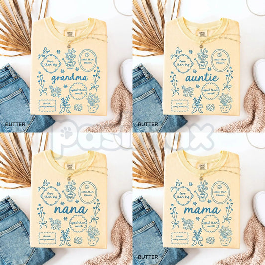 Comfort Colors® Custom Floral Grandma T-Shirt – Personalized Floral Mama Shirt, Aesthetic Wildflower Grandmother Gift, Trendy Spring Garden Tee-Pasimax
