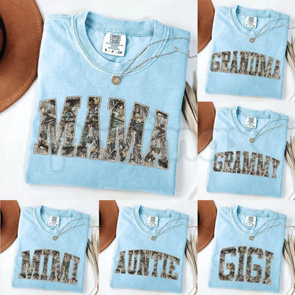 Comfort Colors® Custom Mama Chambray T-Shirt – Personalized Motherhood Graphic Tee, Aesthetic Mama Shirt, Custom Gift for New Mom-Pasimax