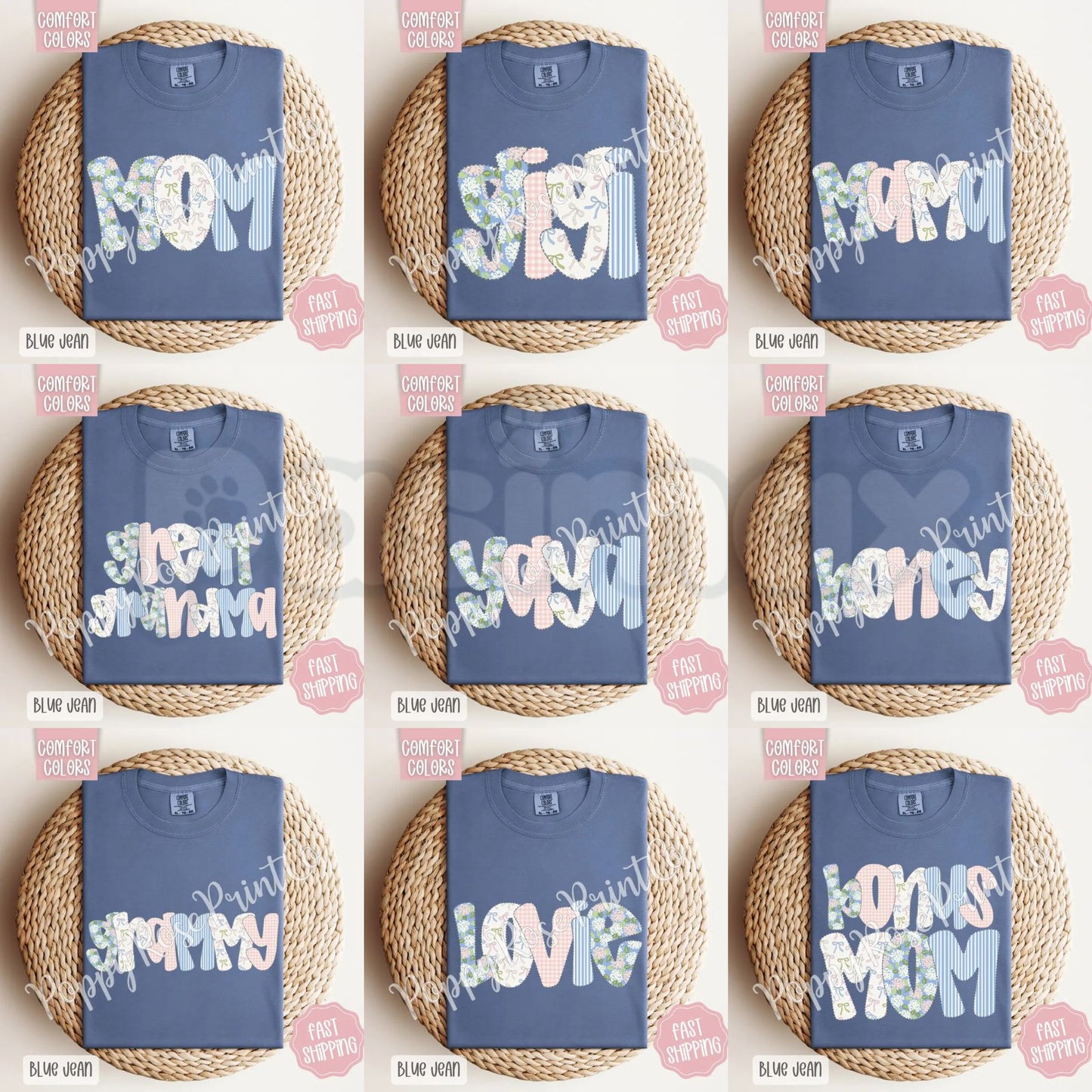 Comfort Colors® Custom Mom & Grandma T-Shirt – Personalized Mother’s Day Graphic Tee, Custom Mama Nana Mimi Gigi Shirt, Soft Cotton Heritage Gift-Pasimax