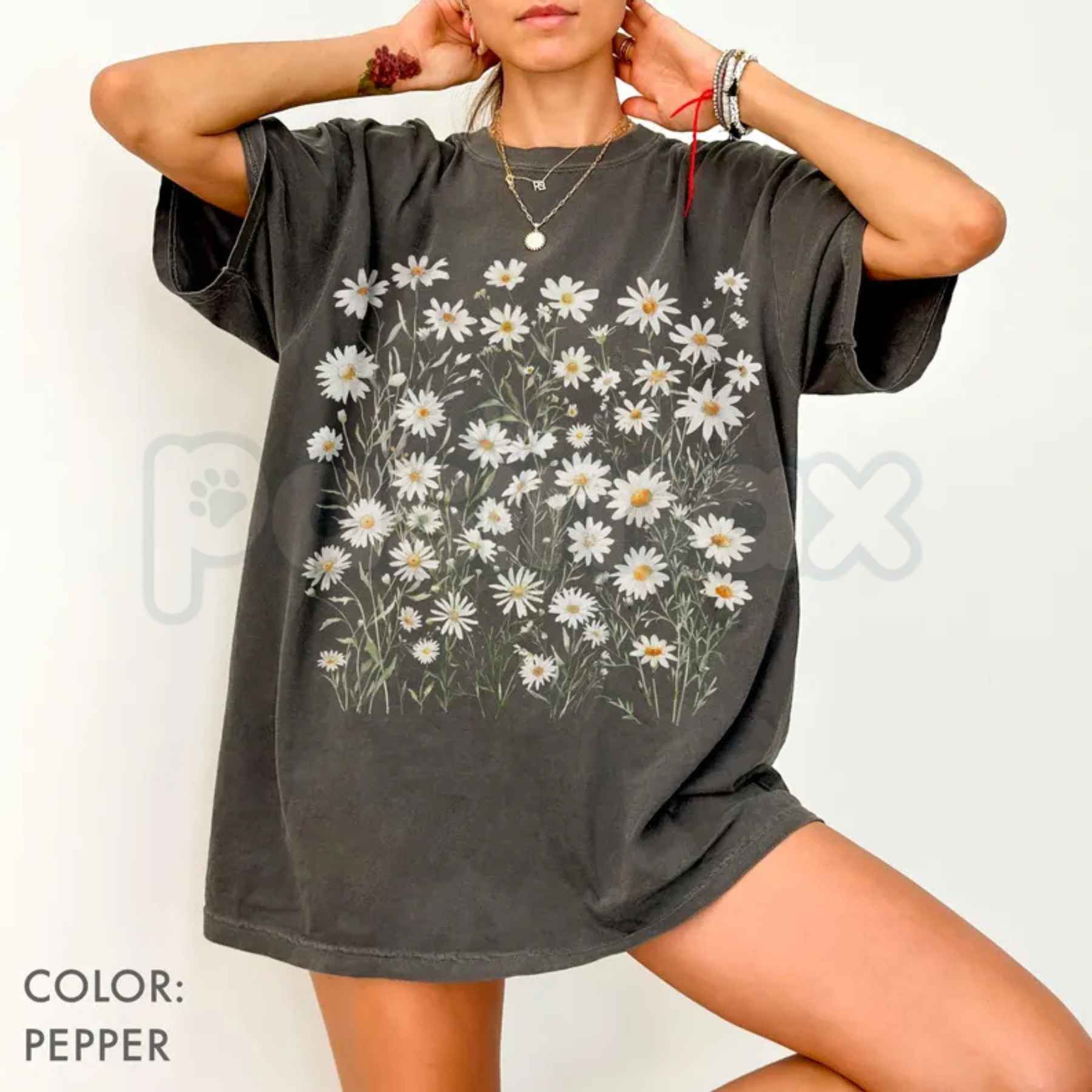Comfort Colors® Daisy Wildflowers T-Shirt – Botanical Floral Graphic Tee, Retro Cottagecore Aesthetic Nature Unisex Top-Pasimax