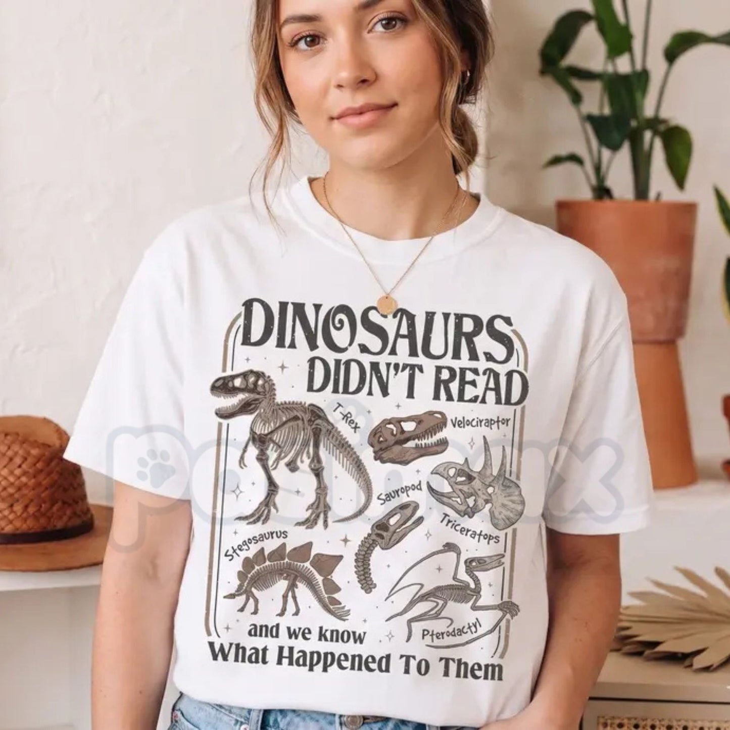 Comfort Colors® "Dinosaurs Didn't Read" T-Shirt – Funny Librarian Literacy Tee, Retro Book Lover Graphic Shirt, Cute Teacher Bookish Gift-Pasimax