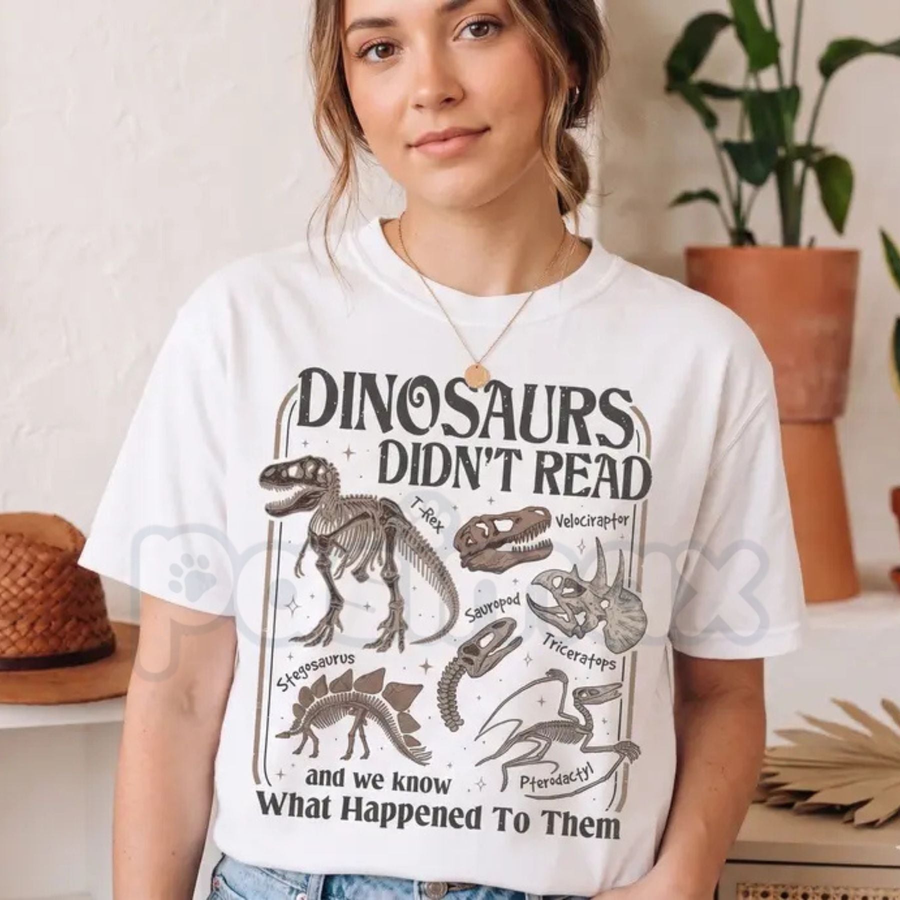 Comfort Colors® "Dinosaurs Didn't Read" T-Shirt – Funny Librarian Literacy Tee, Retro Book Lover Graphic Shirt, Cute Teacher Bookish Gift-Pasimax