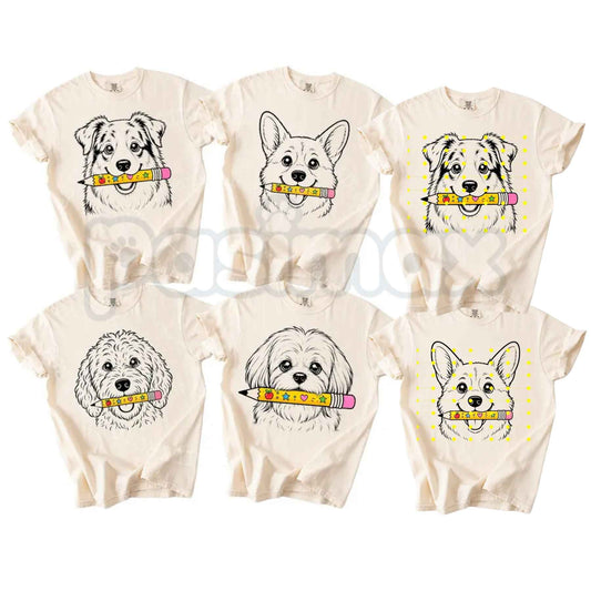Comfort Colors® Dog Breeds Back-to-School T-Shirt – Retro First Day of School Pet Lover Graphic Tee, Vintage Educator Unisex Top-Pasimax