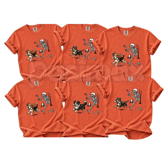 Comfort Colors® Dog Breeds Halloween Skeleton T-Shirt – Funny Spooky Season Pet Lover Graphic Tee, Retro Aesthetic Dog Costume Unisex Top-Pasimax
