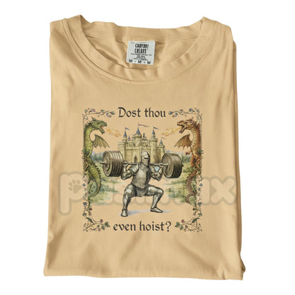 Comfort Colors® "Dost Thou Even Hoist" T-Shirt – Retro Medieval Gym Tee, Funny Renaissance Fitness Shirt, Ye Olde Iron Paradise Graphic Top-Pasimax