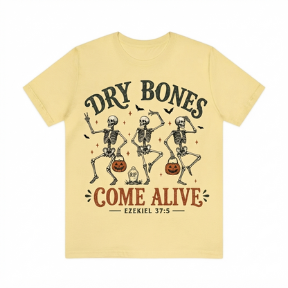 Comfort Colors® Dry Bones Come Alive Christian Halloween T-Shirt – Dancing Skeleton Bible Verse Graphic Tee, Faith-Based Fall Unisex Top & Gift-Pasimax