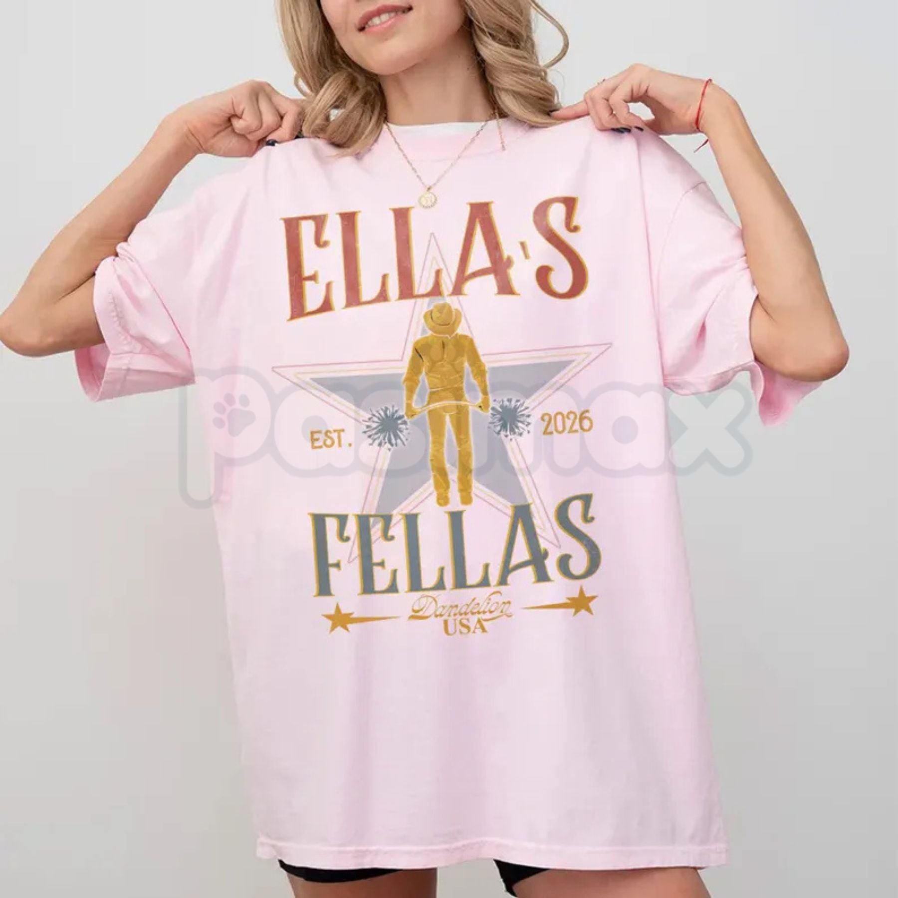 Comfort Colors® "Ella's Fellas" T-Shirt – Retro Western Cowboy Graphic Tee, Custom Wedding or Bachelorette Party Shirt, Vintage Aesthetic Cowboy Gift-Pasimax