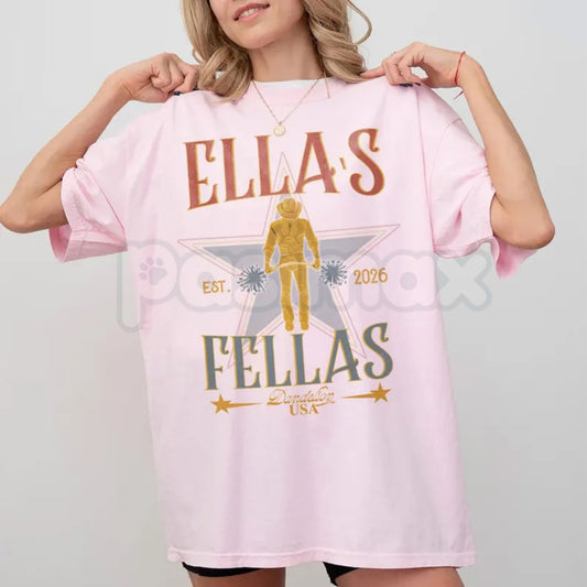 Comfort Colors® "Ella's Fellas" T-Shirt – Retro Western Cowboy Graphic Tee, Custom Wedding or Bachelorette Party Shirt, Vintage Aesthetic Cowboy Gift-Pasimax