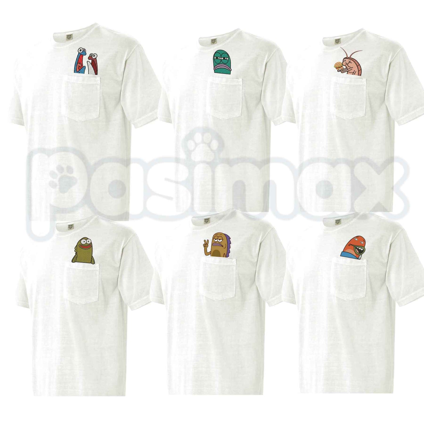 Comfort Colors® Embroidered "Fish Memes" Pocket T-Shirt – Witty Fishing Humor Graphic Tee, Novelty Fisherman Unisex Top-Pasimax