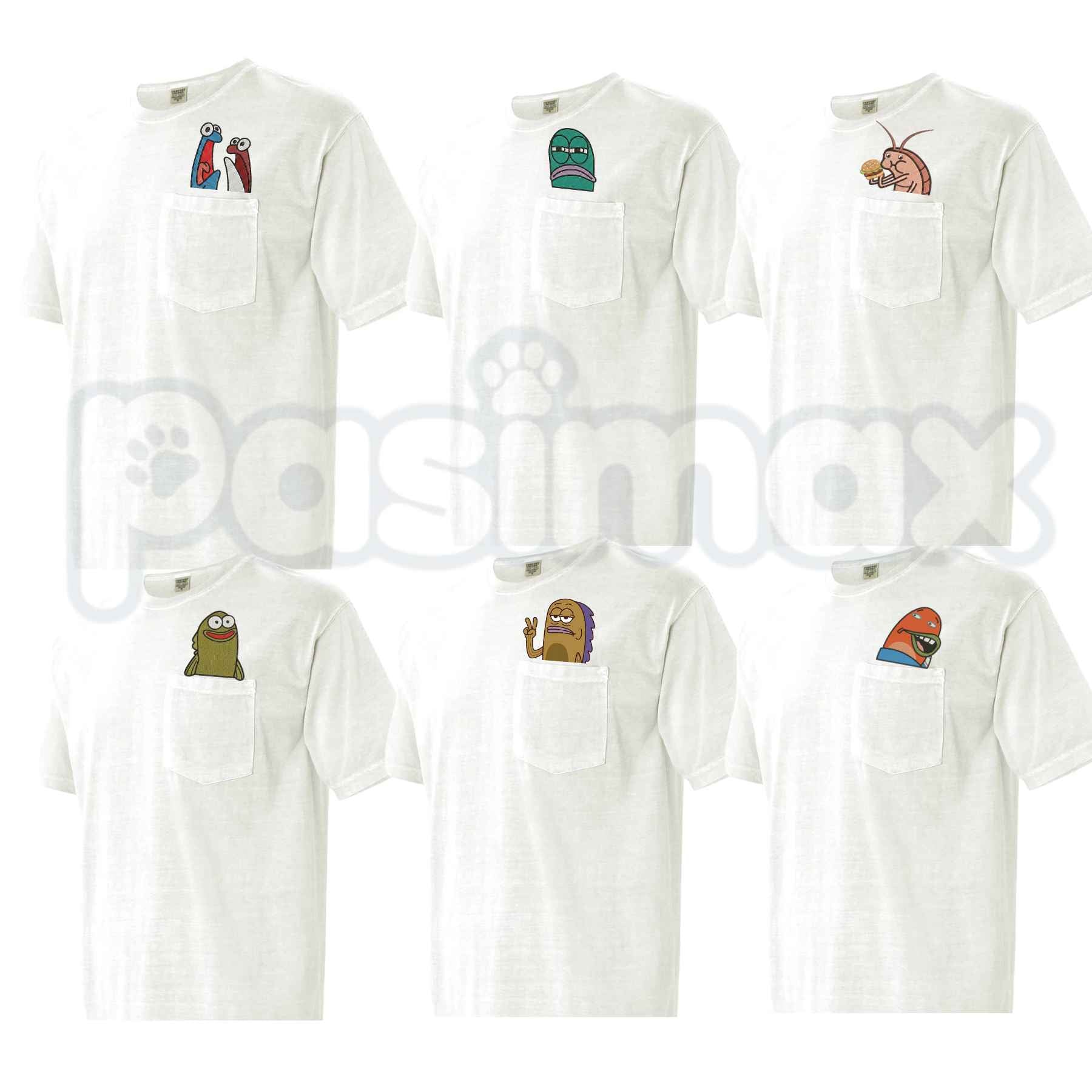 Comfort Colors® Embroidered "Fish Memes" Pocket T-Shirt – Witty Fishing Humor Graphic Tee, Novelty Fisherman Unisex Top-Pasimax