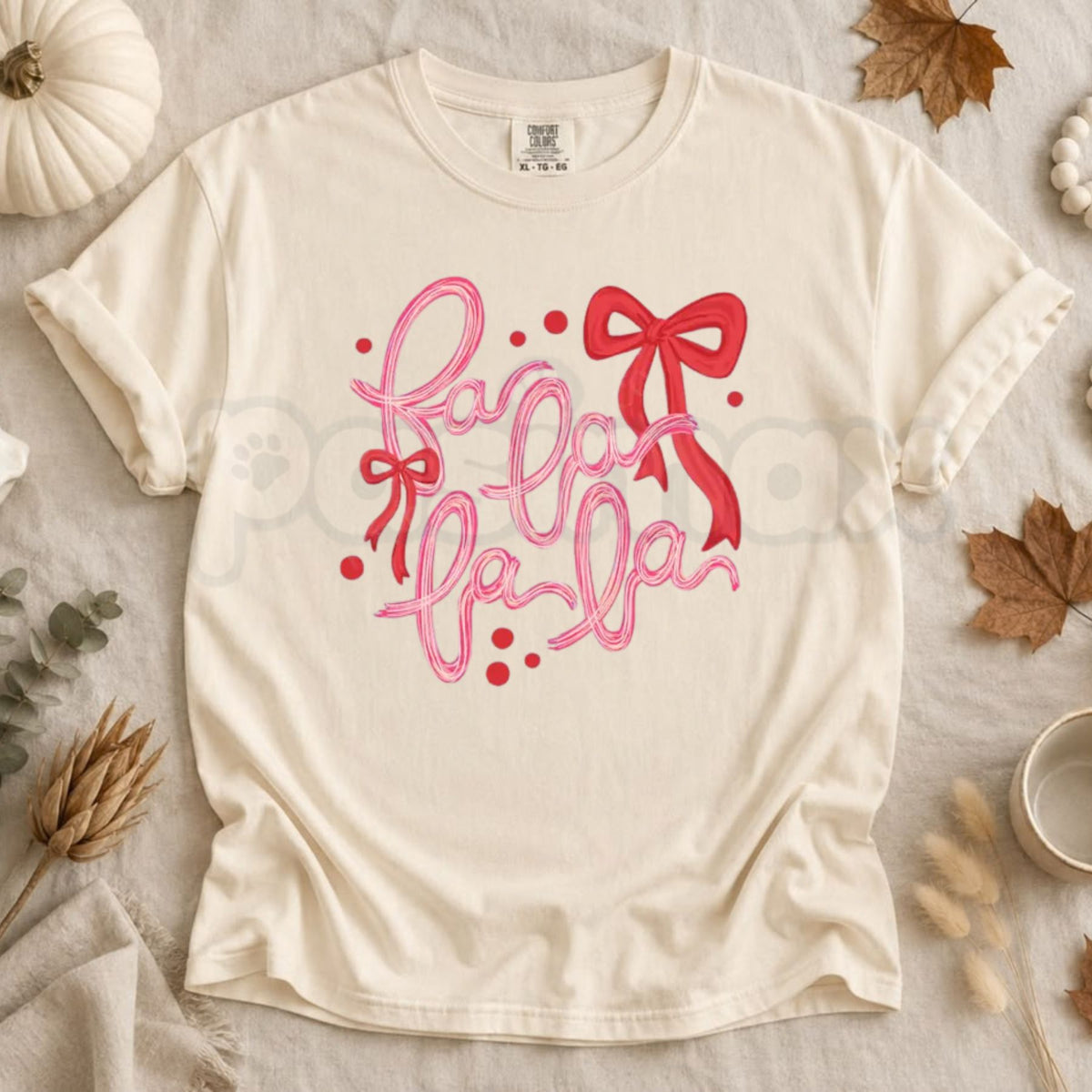 Comfort Colors® Fa La La Christmas T-Shirt – Retro Festive Holiday Graphic Tee, Vintage Cute Winter Unisex Top & Holiday Gift-Pasimax
