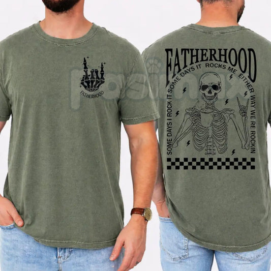Comfort Colors® Fatherhood T-Shirt – Funny Skeleton Dad Graphic Tee, Retro First Time Dad Shirt, Cool Dad Club Top, Unique Father’s Day Gift for Husband-Pasimax