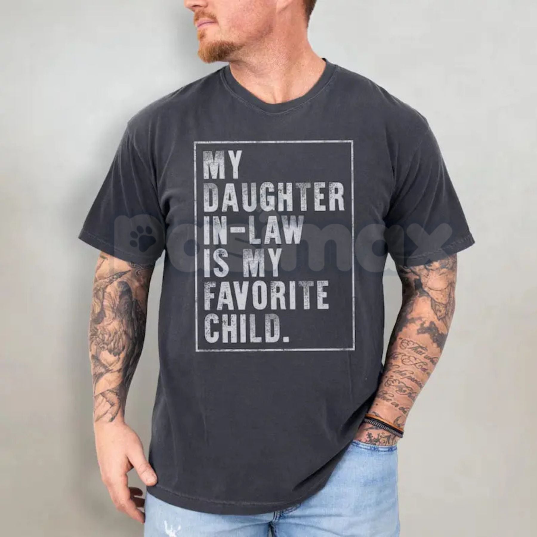 Comfort Colors® 'Favorite Daughter-in-Law' Dad T-Shirt – Funny Father-in-Law Gift, Humorous Family Graphic Tee, Vintage Heavy Cotton Shirt-Pasimax