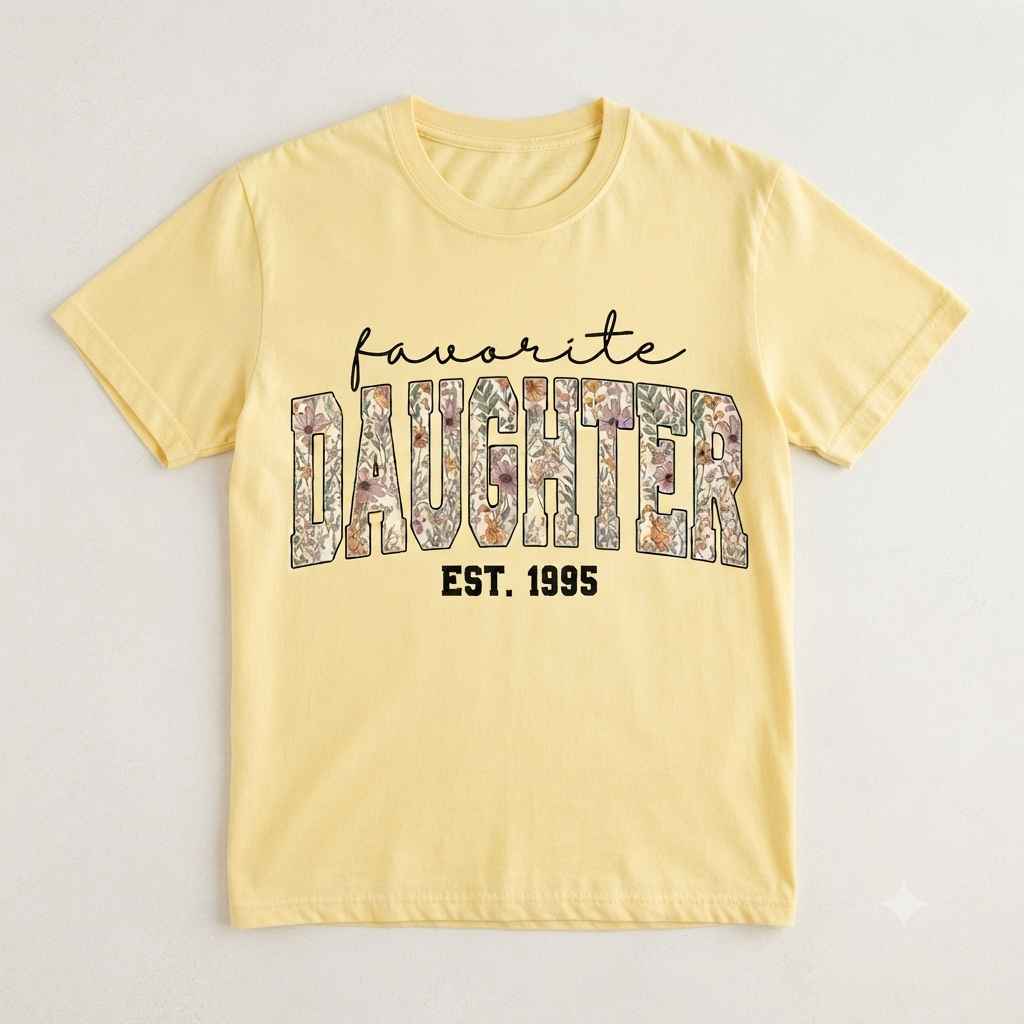 Comfort Colors® Favorite Daughter T-Shirt – Custom Year Funny Family Graphic Tee, Sarcastic Sibling Unisex Top & Gift-Pasimax