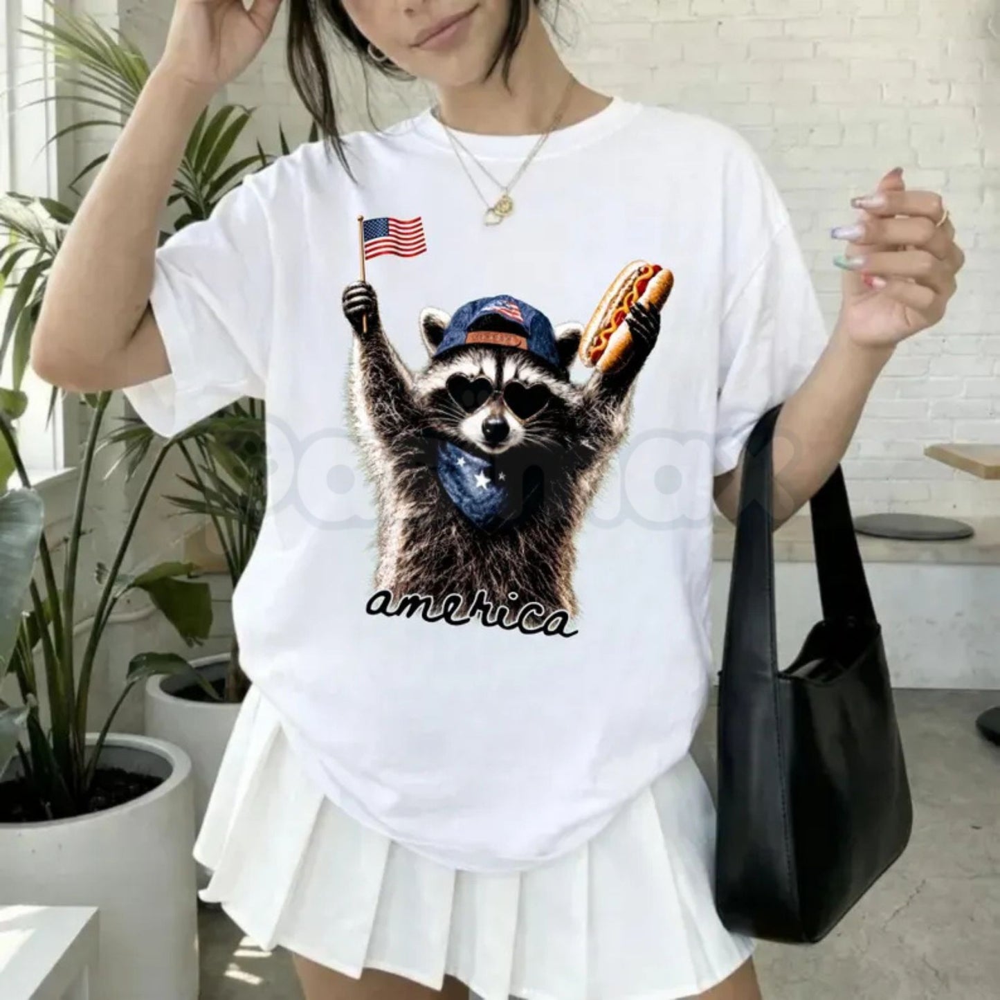 Comfort Colors® "Feral & Free" Raccoon 4th of July T-Shirt – Funny Patriotic Graphic Tee, Raccoon Lover Trash Panda Independence Day Holiday Top-Pasimax
