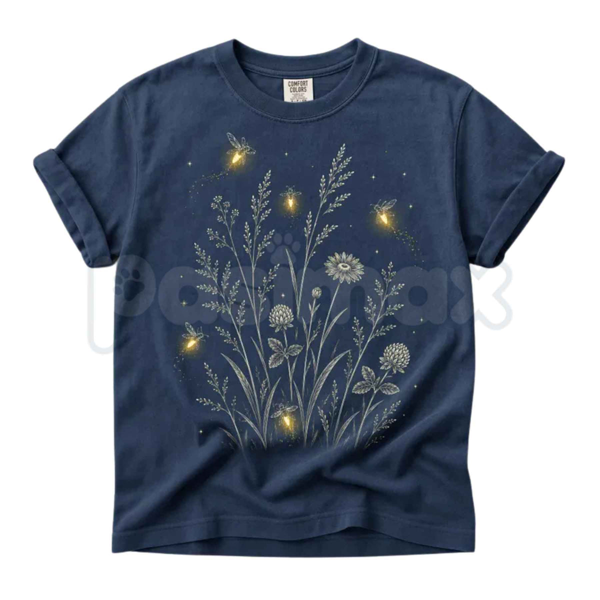 Comfort Colors® Firefly Wildflower T-Shirt – Cottagecore Lightning Bug Graphic Tee, Boho Garden Botanical Nature Unisex Top & Gift-Pasimax