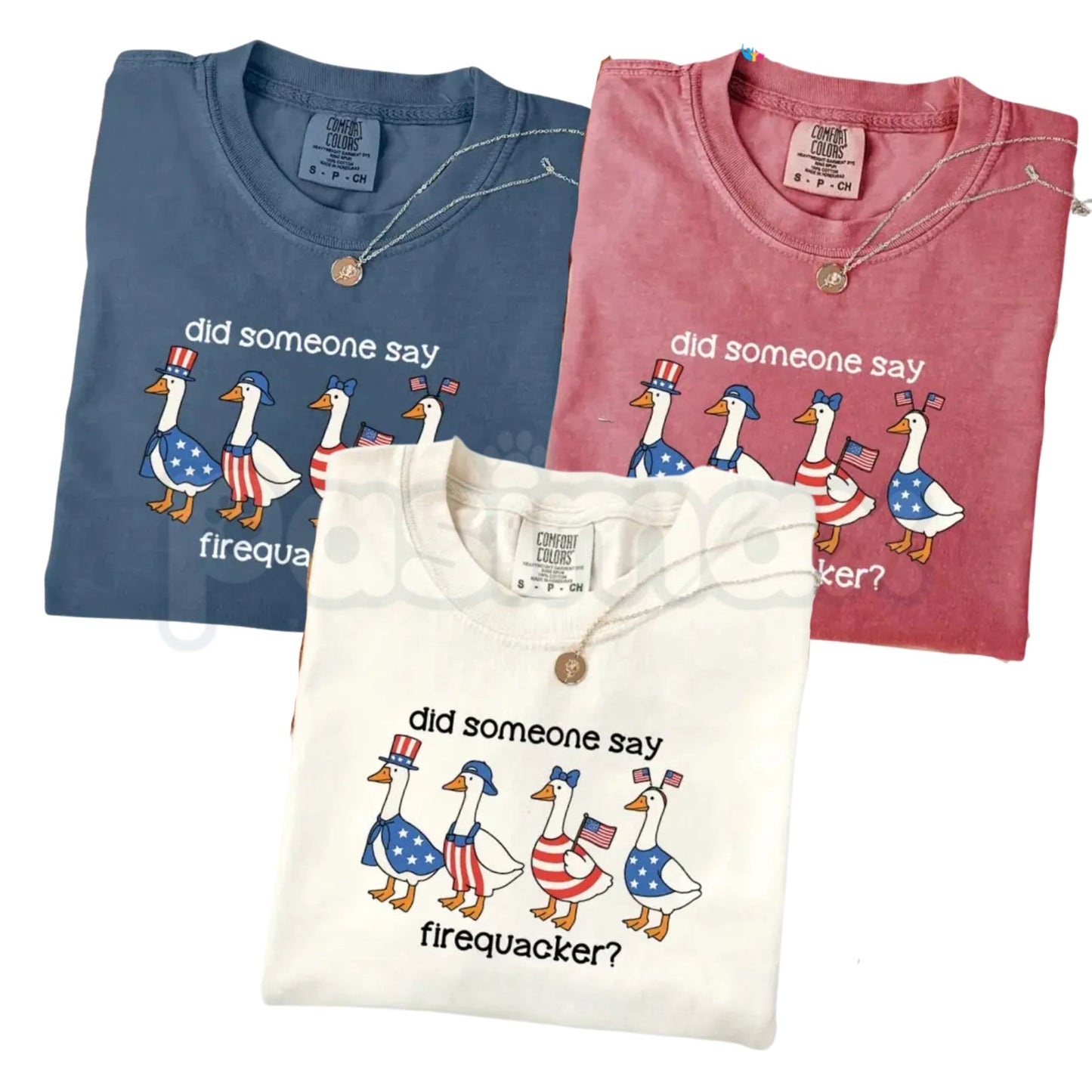 Comfort Colors® "Firequacker" Goose T-Shirt – Funny 4th of July Graphic Tee, Patriotic American Flag Shirt, Silly Retro USA Duck Cotton Top-Pasimax