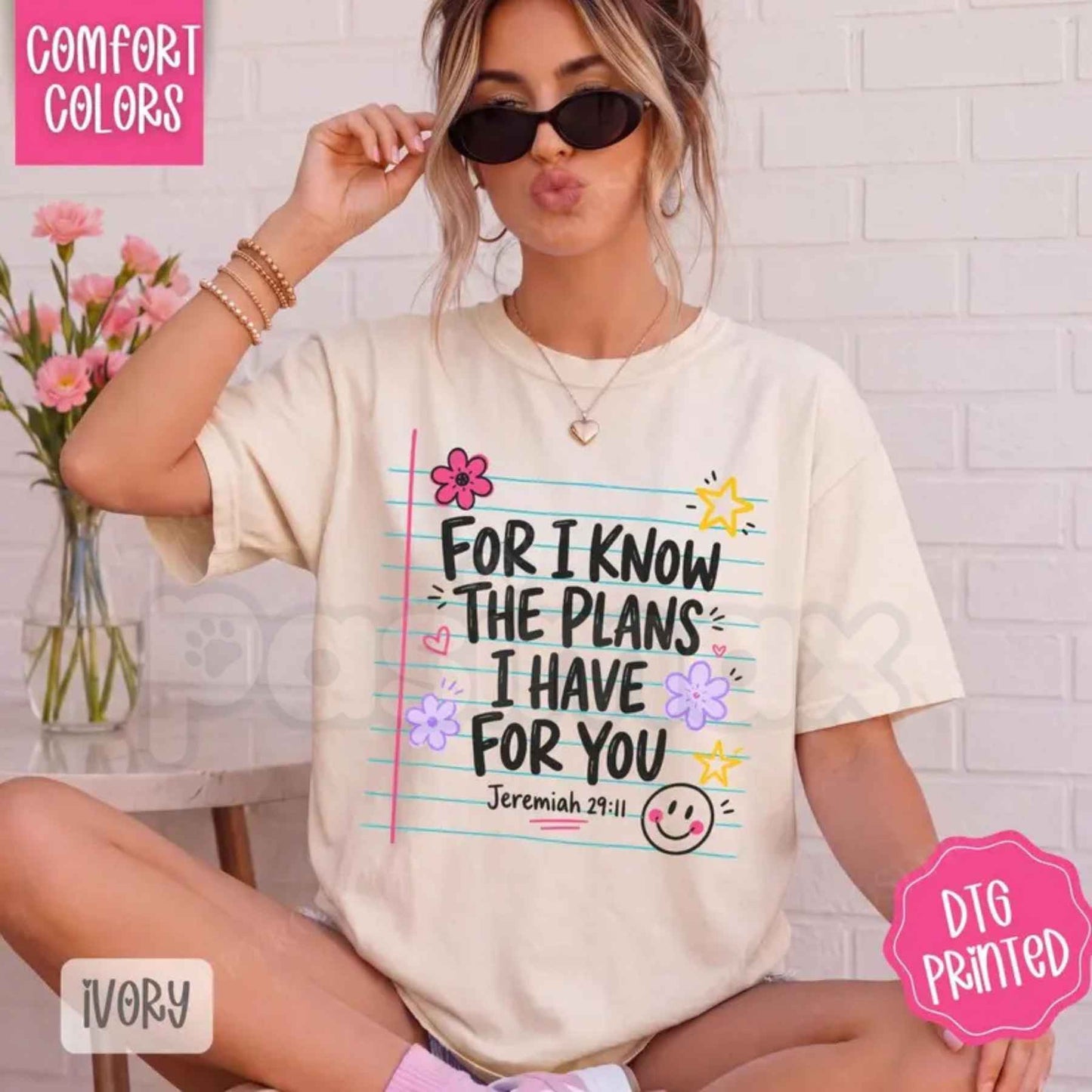 Comfort Colors® For I Know the Plans T-Shirt – Religious Women's Graphic Tee, Vintage Scripture Verse Unisex Top-Pasimax