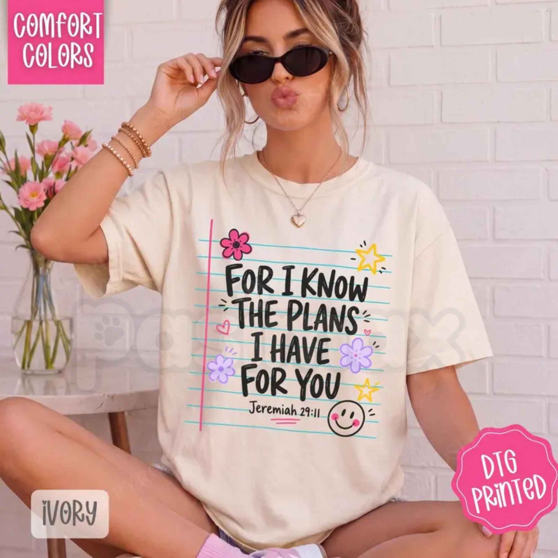 Comfort Colors® For I Know the Plans T-Shirt – Religious Women's Graphic Tee, Vintage Scripture Verse Unisex Top-Pasimax