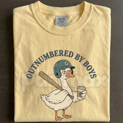 Comfort Colors® Funny "Boy Mom" T-Shirt – Outnumbered By Boys Tee, Sarcastic Chaos Coordinator Shirt, Aesthetic Motherhood Graphic Top-Pasimax