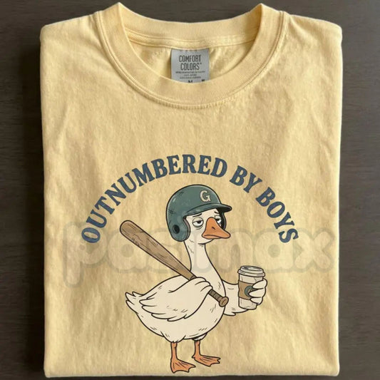 Comfort Colors® Funny "Boy Mom" T-Shirt – Outnumbered By Boys Tee, Sarcastic Chaos Coordinator Shirt, Aesthetic Motherhood Graphic Top-Pasimax