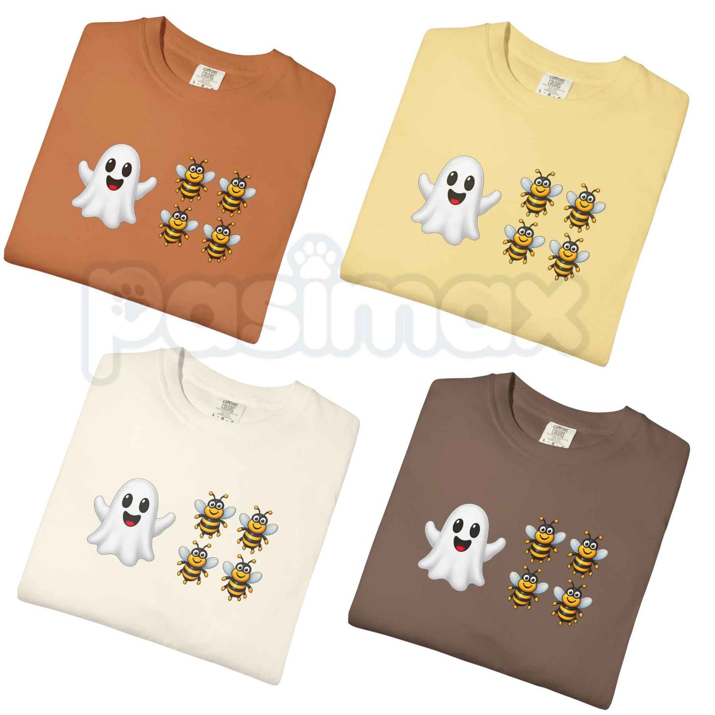 Comfort Colors® Funny Emoji Puzzle Halloween T-Shirt – Retro "Bo Bees" Wordplay Graphic Tee, Spooky Season Pun Unisex Top-Pasimax