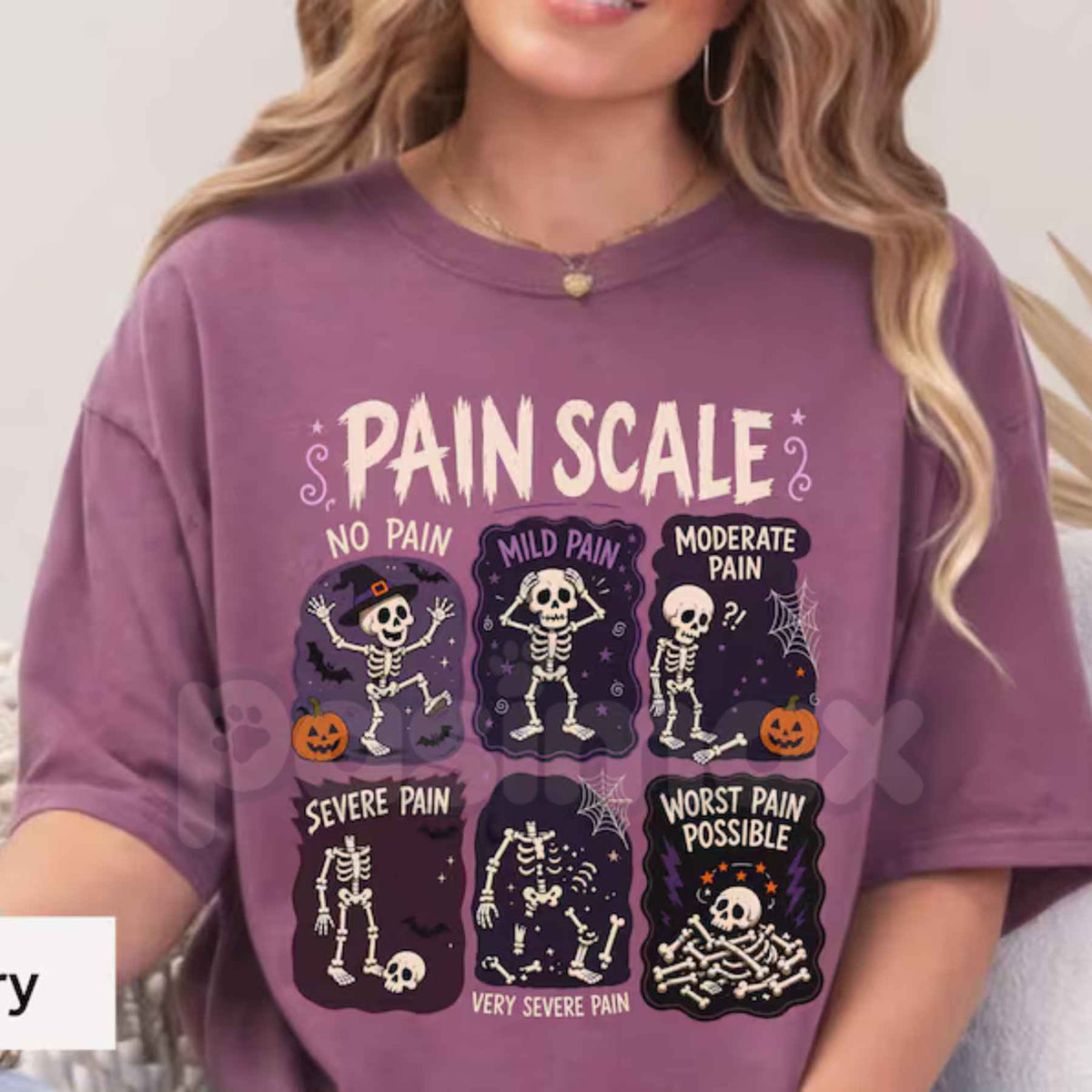 Comfort Colors® Funny Nurse Halloween T-Shirt – Skeleton Pain Scale Graphic Tee, Retro Nursing Humor & RN Holiday Unisex Top-Pasimax