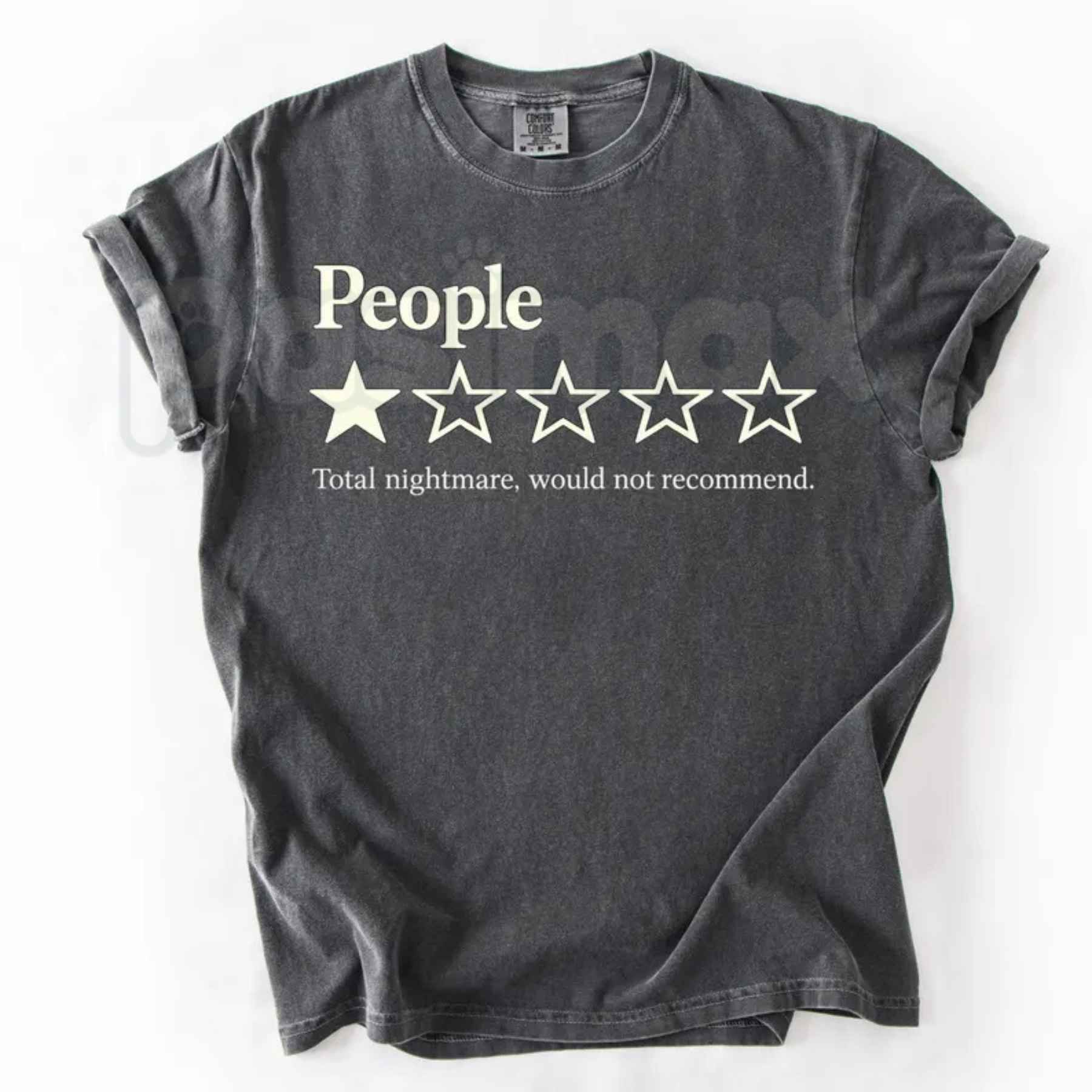 Comfort Colors® "Funny People One Star Review" T-Shirt – Sarcastic Introvert Humor Graphic Tee, Relatable Anti-Social Unisex Top-Pasimax