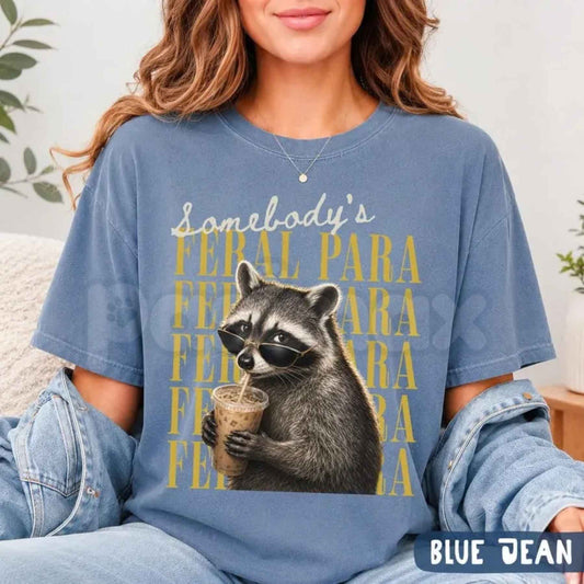 Comfort Colors® Funny Raccoon Paraprofessional T-Shirt – Somebody's Feral Para Graphic Tee, Special Education Teacher Aide Unisex Top & Gift-Pasimax